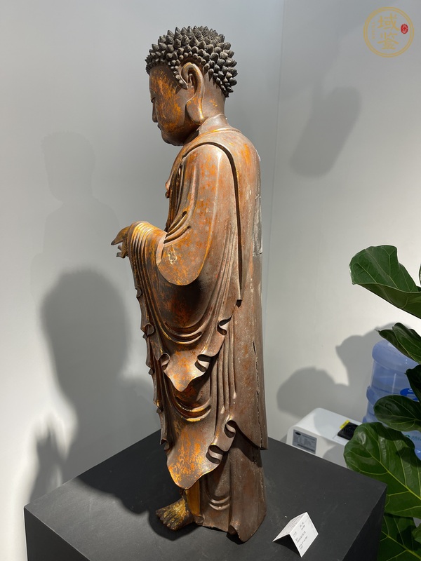 古玩雜項木雕接引佛真品鑒賞圖