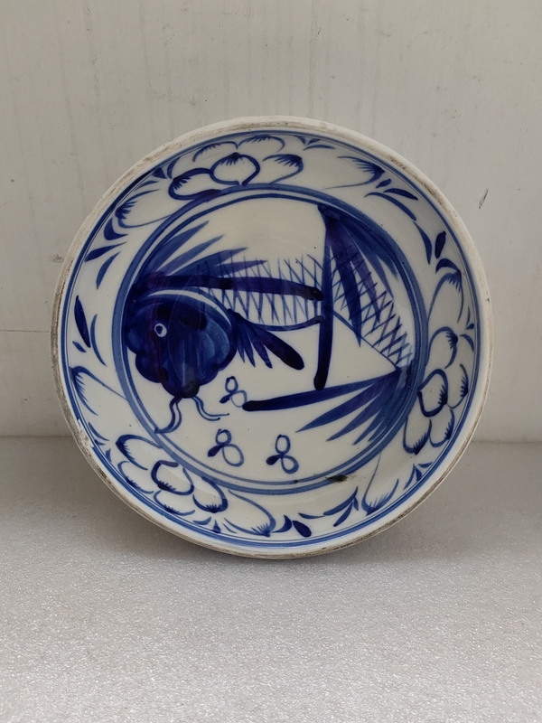古玩陶瓷青花魚藻紋淺盤拍賣,當前價格398元