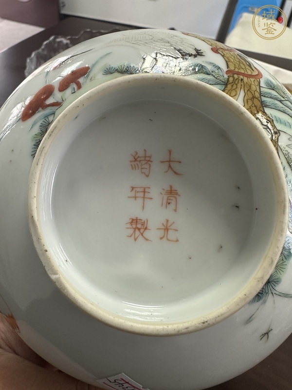 古玩陶瓷松鶴紋粉彩碗真品鑒賞圖