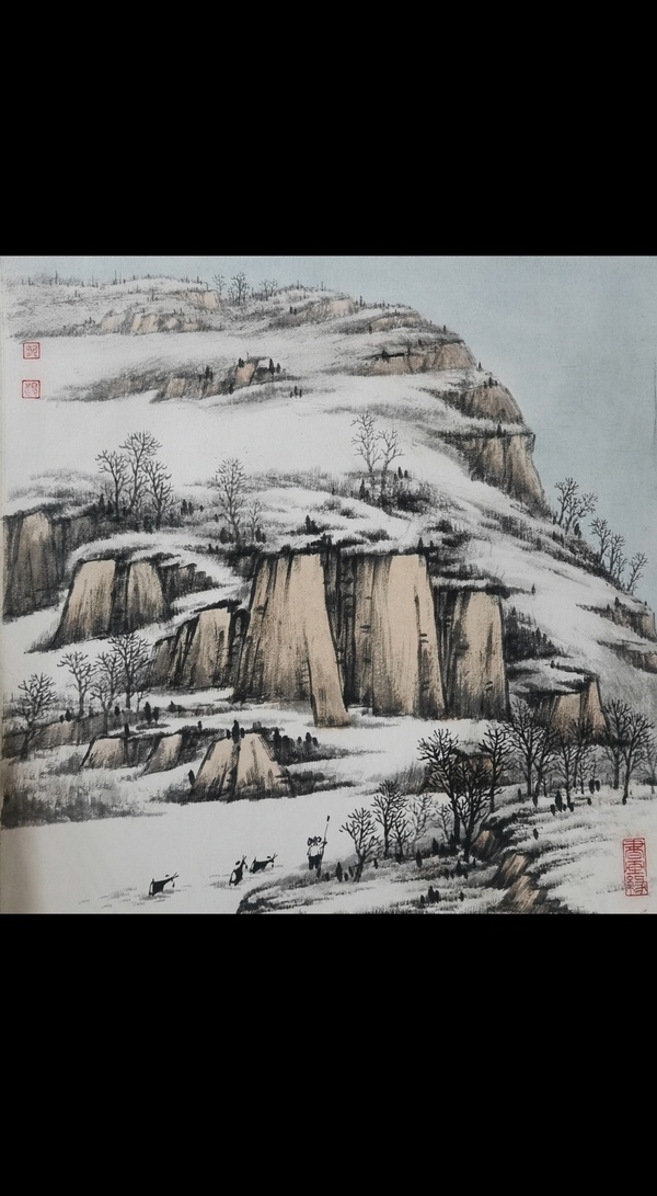 古玩轉(zhuǎn)賣冰雪山水卡紙一幅拍賣，當(dāng)前價(jià)格699元