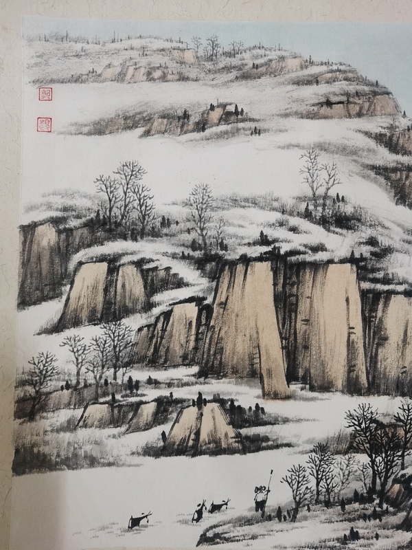 古玩字畫冰雪山水卡紙一幅拍賣，當(dāng)前價(jià)格299元