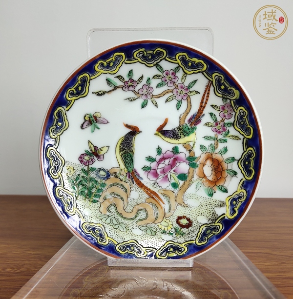 古玩陶瓷粉彩花鳥紋盤真品鑒賞圖