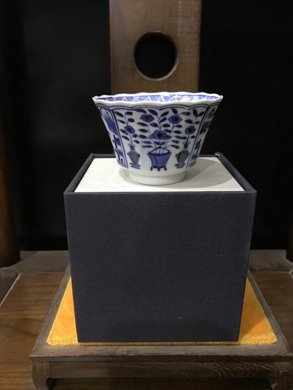 古玩陶瓷（精品品茗杯）晚清-光緒-博古山水風(fēng)景紋-瓜棱品茗杯拍賣，當(dāng)前價格876元