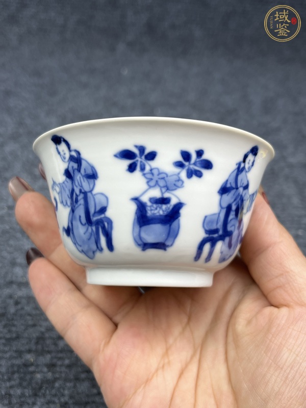 古玩青花四美圖茶圓真品鑒賞圖