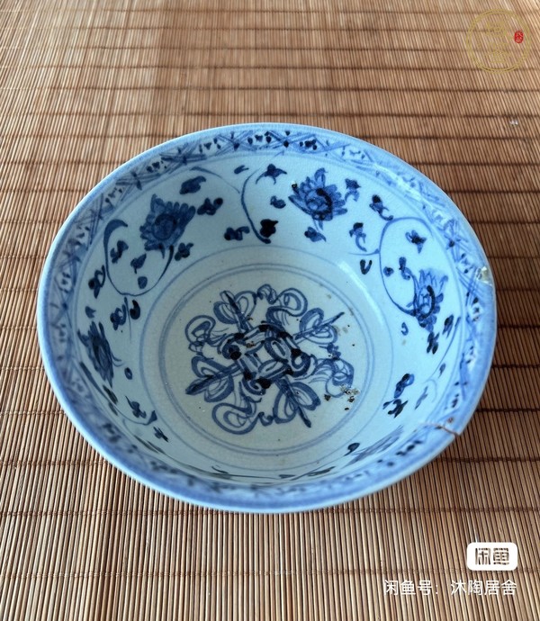 古玩陶瓷青花纏枝花卉紋茶碗真品鑒賞圖