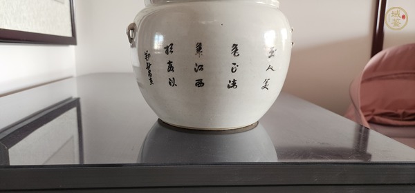 古玩陶瓷粉彩桃花仕女圖粥罐真品鑒賞圖