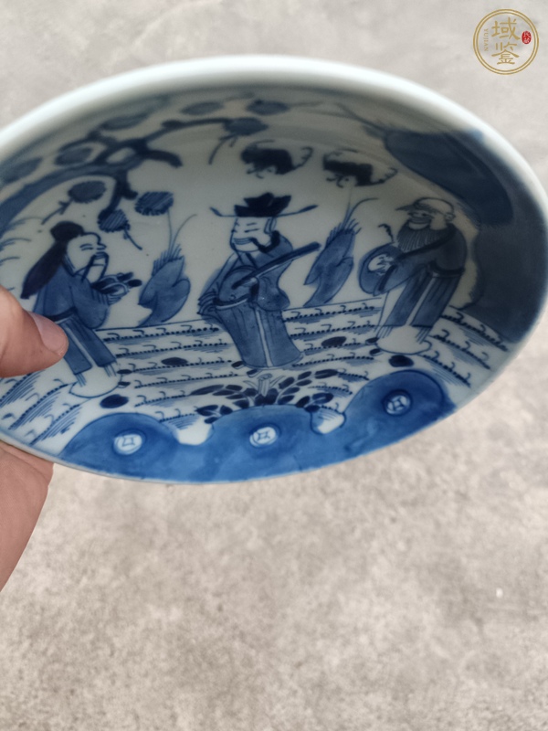 古玩陶瓷青花三星高照盤真品鑒賞圖