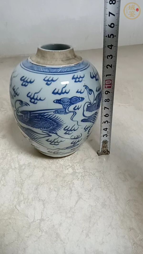 古玩陶瓷鶴紋青花罐真品鑒賞圖