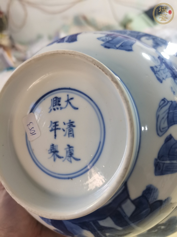 古玩陶瓷青花竹林七賢圖折沿碗真品鑒賞圖