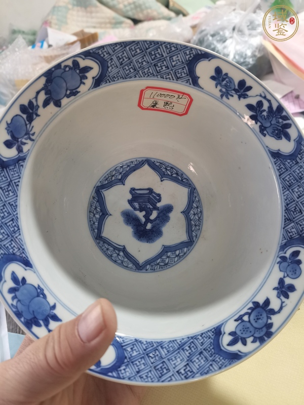 古玩陶瓷青花竹林七賢紋折沿碗真品鑒賞圖