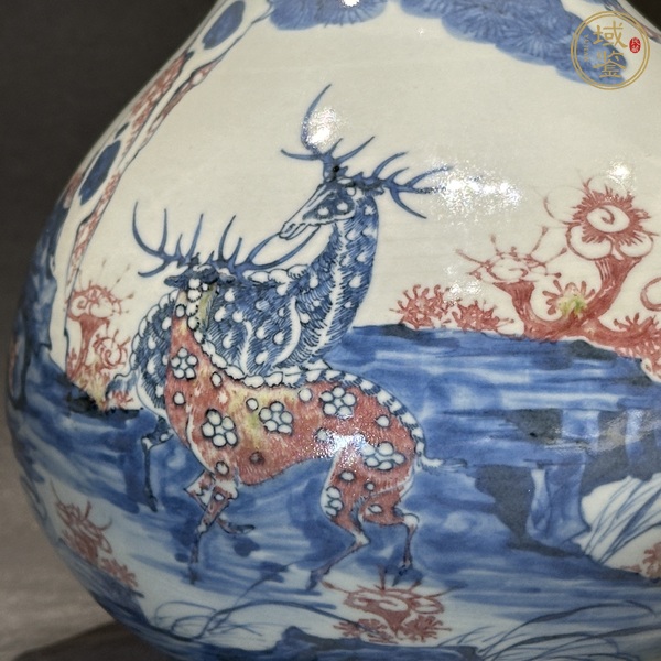 古玩陶瓷青花釉里紅蒜頭瓶真品鑒賞圖