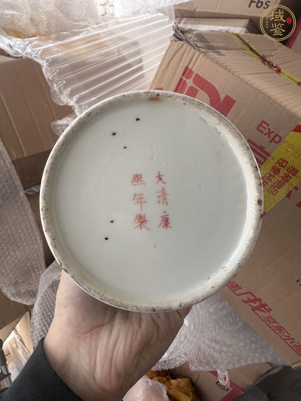 古玩陶瓷粉彩駿馬圖帽筒真品鑒賞圖