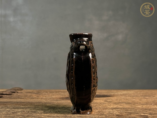 古玩陶瓷磁州窯黑釉壽字雙系瓶真品鑒賞圖