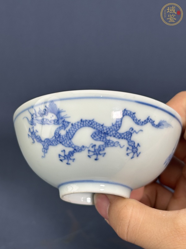 古玩陶瓷雍正淡描青花茶圓真品鑒賞圖