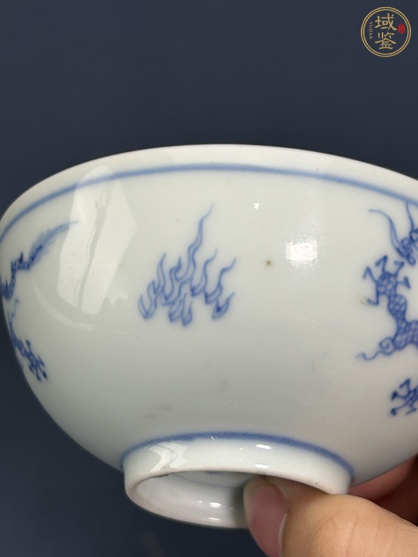 古玩陶瓷雍正淡描青花茶圓真品鑒賞圖