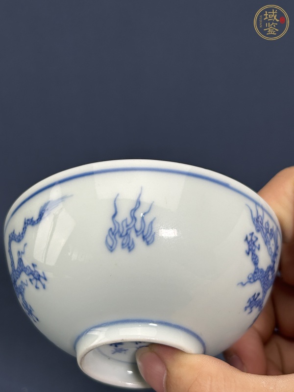 古玩陶瓷雍正淡描青花茶圓真品鑒賞圖