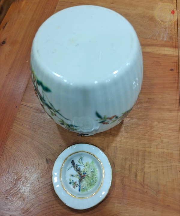 古玩陶瓷清同治 粉彩花鳥紋提梁壺真品鑒賞圖