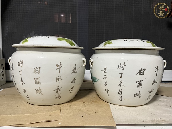 古玩陶瓷花鳥紋四系粥罐真品鑒賞圖