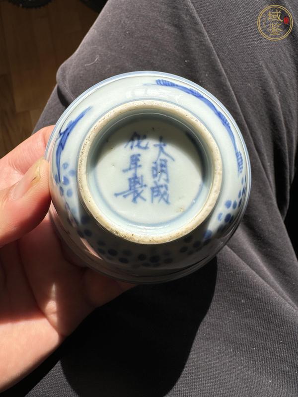 古玩陶瓷青花花鳥紋仰鐘杯，平臺不允許估價真品鑒賞圖