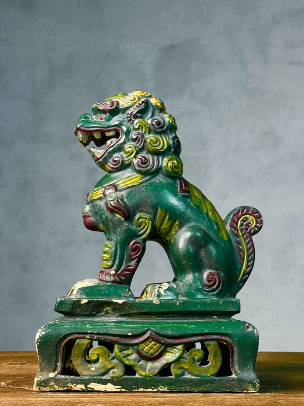 古玩陶瓷明代三彩琉璃獅子擺件拍賣,當前價格588元