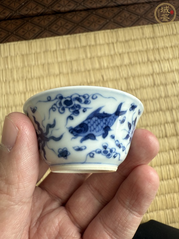 古玩陶瓷青花魚藻紋茶杯，注意品相真品鑒賞圖