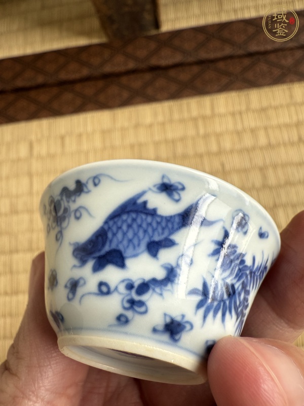 古玩陶瓷青花魚藻紋茶杯，注意品相真品鑒賞圖