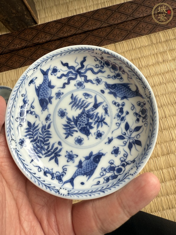 古玩陶瓷青花魚藻紋茶杯，注意品相真品鑒賞圖