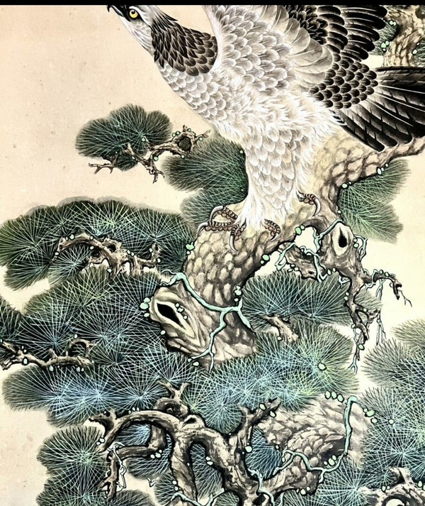 古玩字畫當代胡代勛鷹松圖拍賣,當前價格2800元