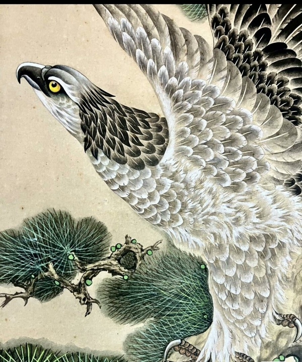 古玩字畫當代胡代勛鷹松圖拍賣,當前價格2800元
