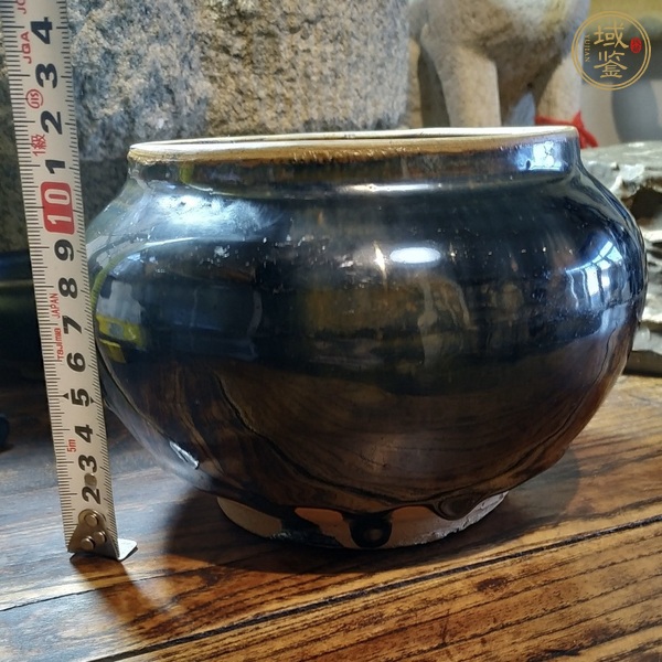 古玩陶瓷磁州窯窯變黑釉茶入真品鑒賞圖