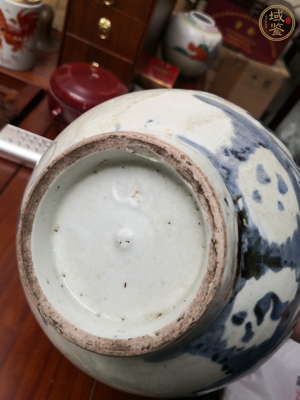 古玩陶瓷青花花卉紋蓋缸真品鑒賞圖