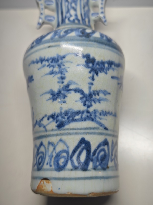 古玩陶瓷明空白期青花歲寒三友出戟尊拍賣,當前價格12345元