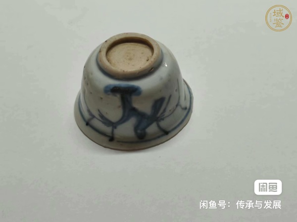 古玩陶瓷晚明青花花鳥杯真品鑒賞圖