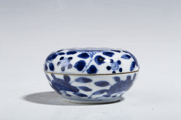 古玩陶瓷晚清·青花花鳥紋印泥盒拍賣,當前價格2500元
