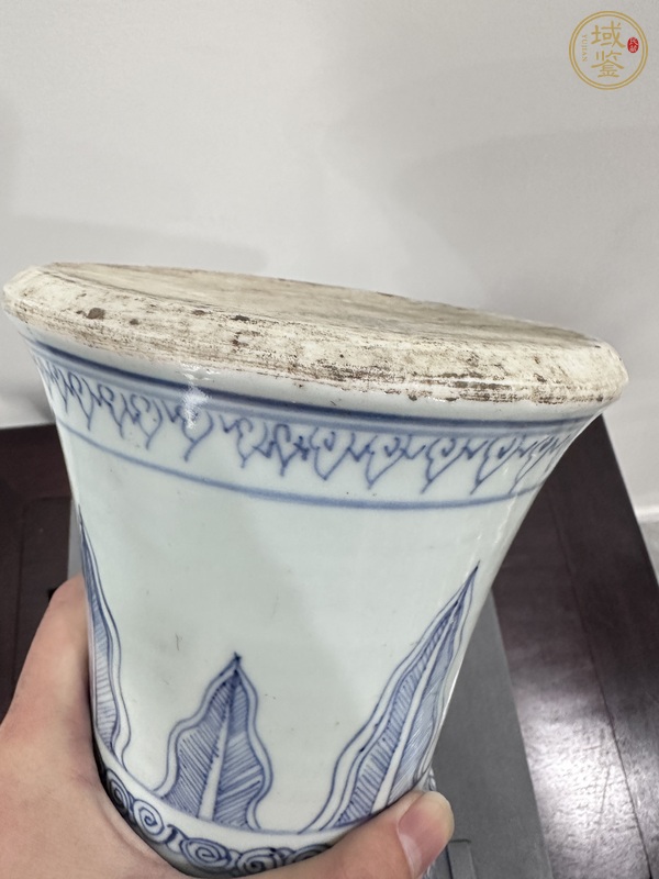 古玩陶瓷青花淡描花鼓殘器真品鑒賞圖