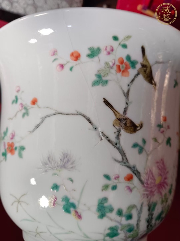 古玩陶瓷花鳥紋粉彩花盆真品鑒賞圖