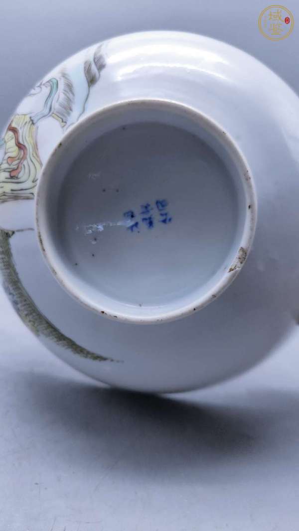 古玩陶瓷淺絳彩人物紋茶碗真品鑒賞圖