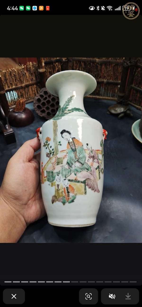 古玩陶瓷仕女嬰戲粉彩瓶真品鑒賞圖