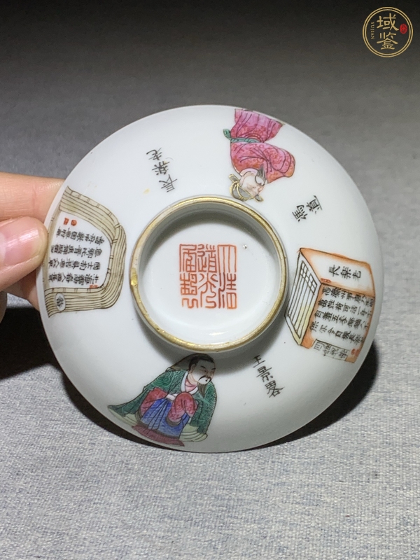 古玩陶瓷無雙譜粉彩蓋碗真品鑒賞圖