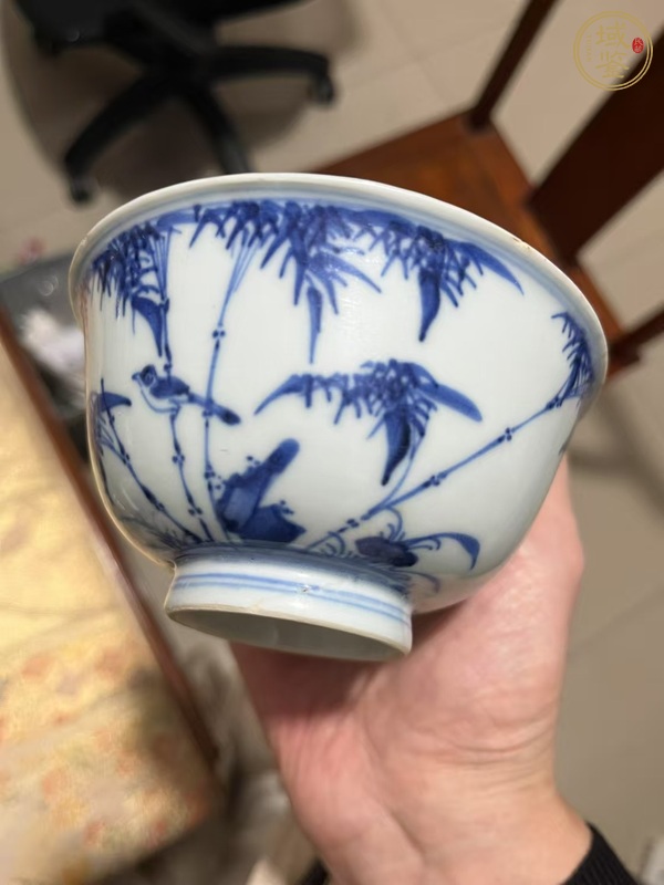 古玩陶瓷竹雀紋青花碗真品鑒賞圖