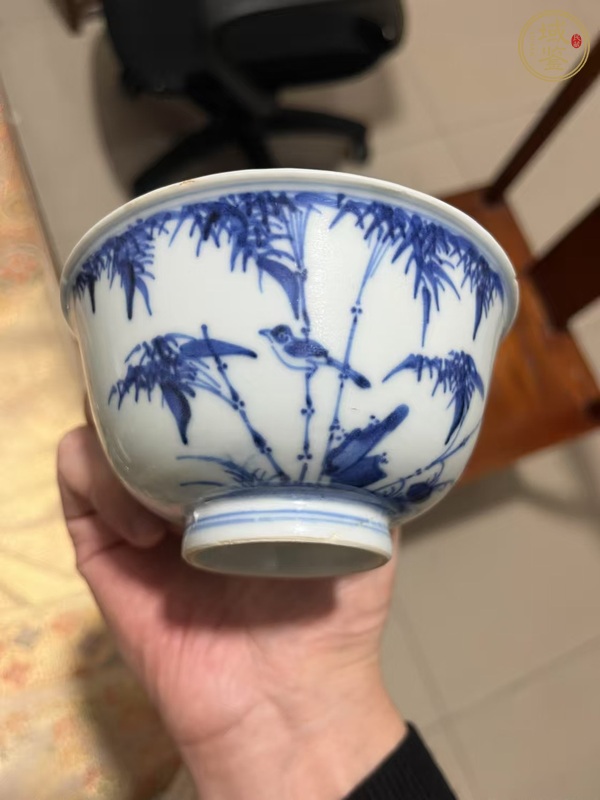 古玩陶瓷竹雀紋青花碗真品鑒賞圖