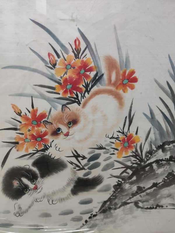 古玩字畫名家凌雪 雙貓圖拍賣,當前價格268元