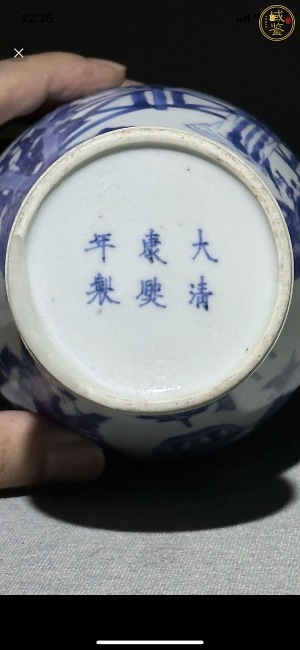 古玩陶瓷青花人物故事紋象耳瓶真品鑒賞圖