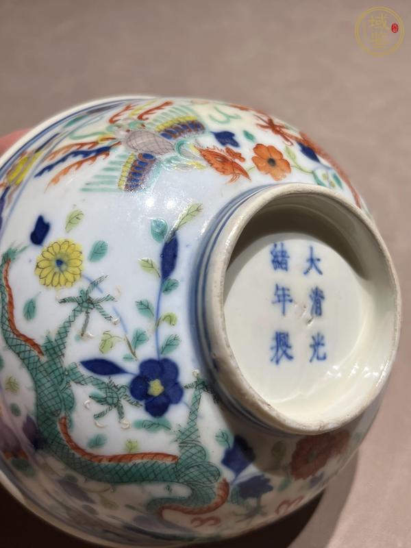 古玩陶瓷青花五彩龍鳳穿花紋碗真品鑒賞圖