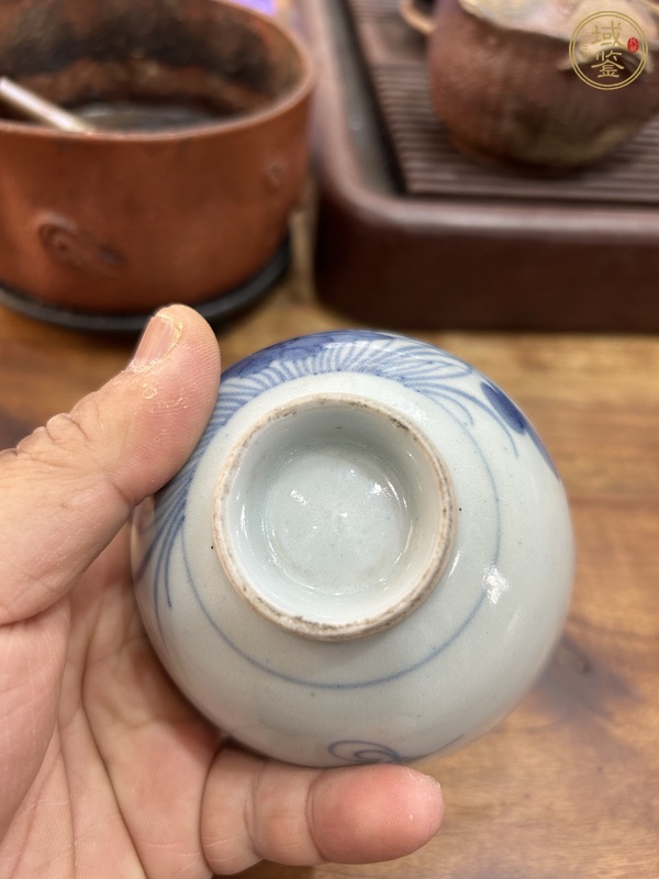 古玩陶瓷青花荷蓮紋茶碗，注意品相真品鑒賞圖