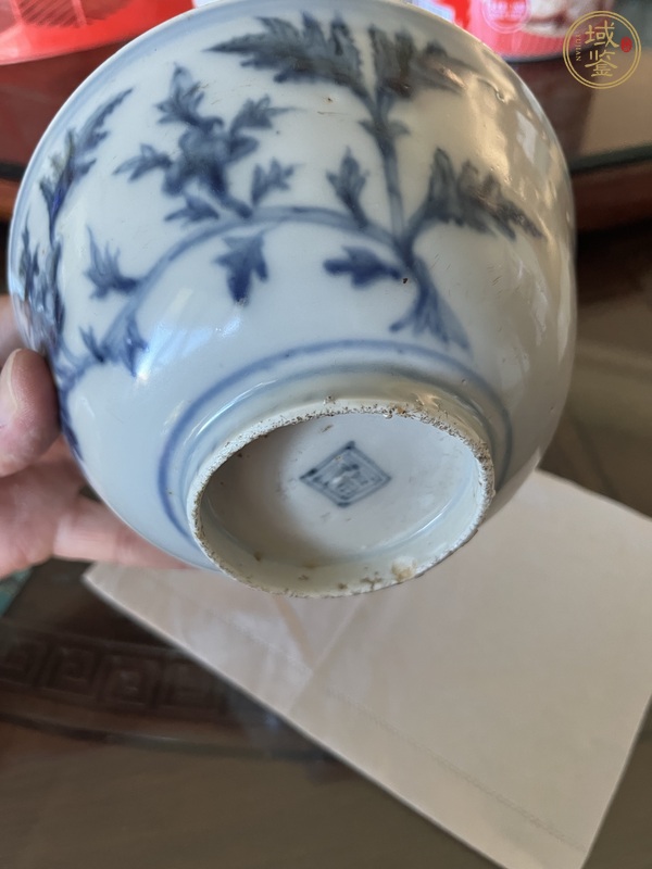 古玩陶瓷青花折枝花卉紋茶碗真品鑒賞圖