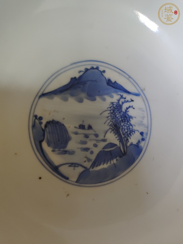 古玩陶瓷三星高照?qǐng)D青花折沿碗真品鑒賞圖