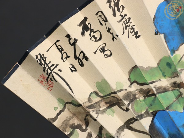 古玩字畫謝稚柳款花鳥成扇真品鑒賞圖