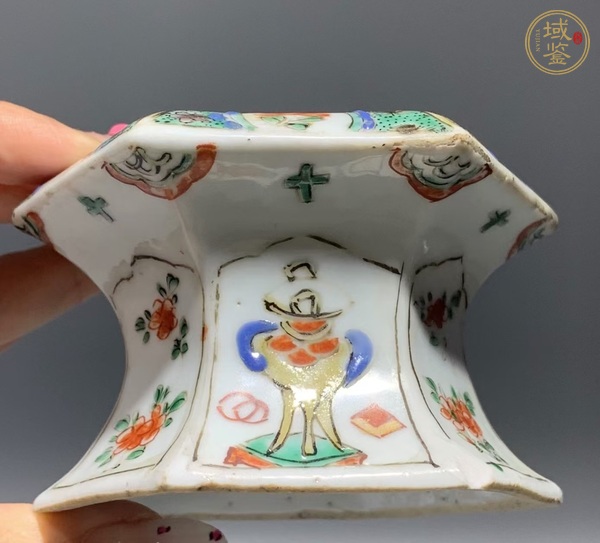 古玩陶瓷五彩博古花卉紋筆添真品鑒賞圖