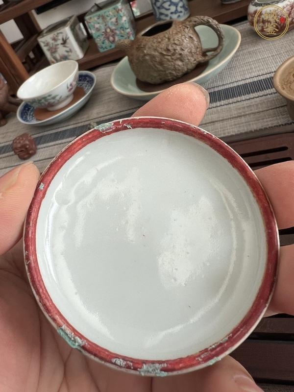 古玩陶瓷粉彩雪景圖印泥盒真品鑒賞圖